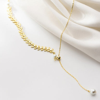 Leaf Pearl Necklace - RawaJewels