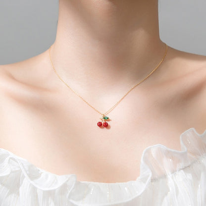 Red Crystal Cherry Necklace