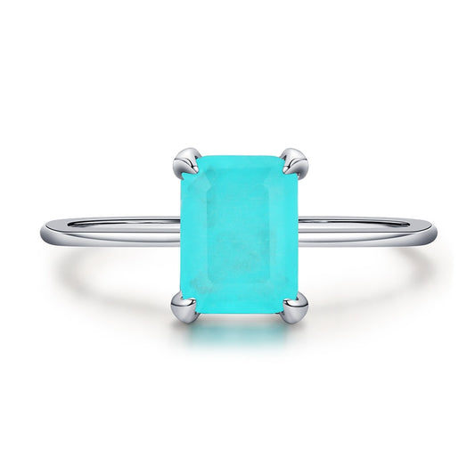 Classic Rectangle Tourmaline Paraiba Ring - RawaJewels