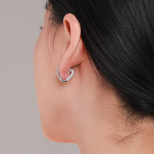 Silver Hearts Ear Buckles - RawaJewels