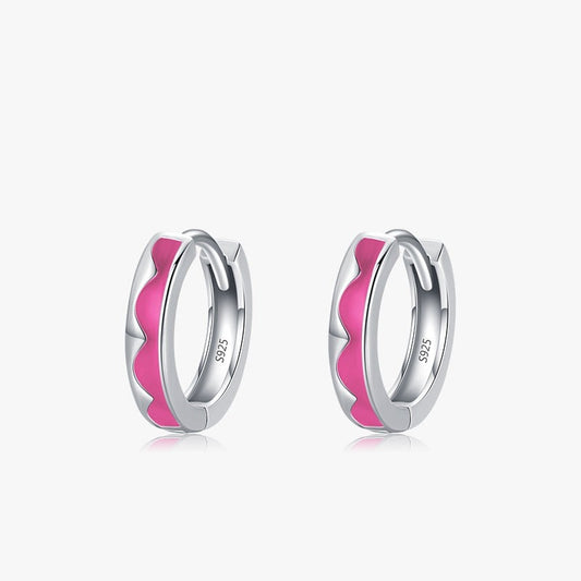 Pink Ripple Hoop Earrings - RawaJewels