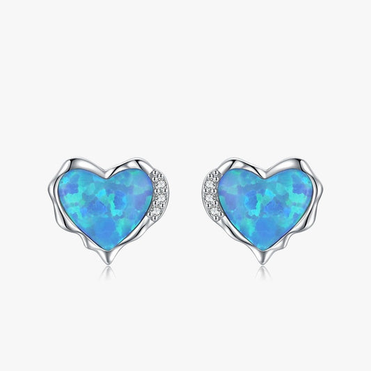 Opal Heart Earrings - RawaJewels