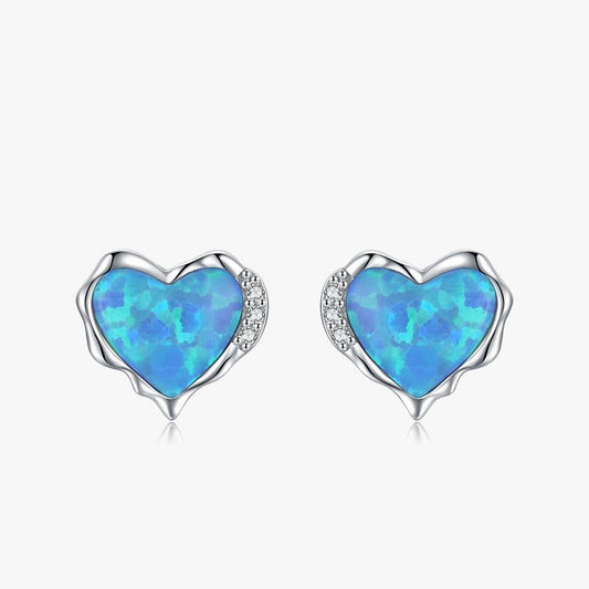 Opal Heart Earrings - RawaJewels