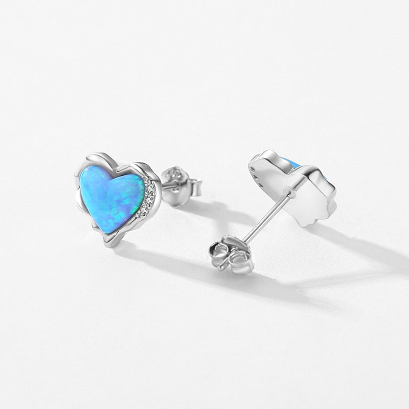 Opal Heart Earrings - RawaJewels