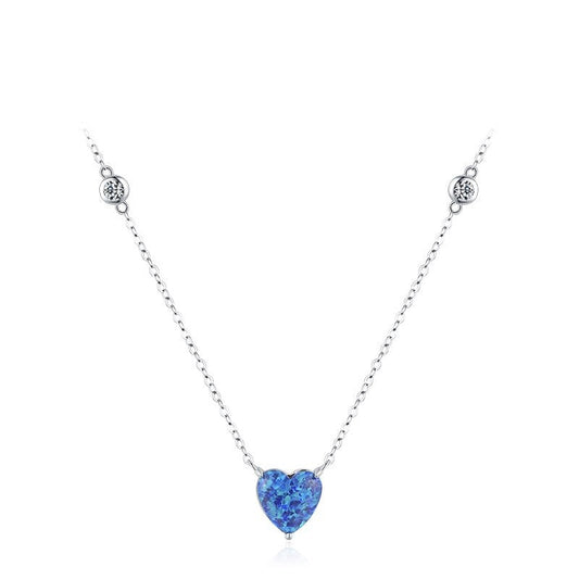 Blue Heart Opal Necklace - RawaJewels