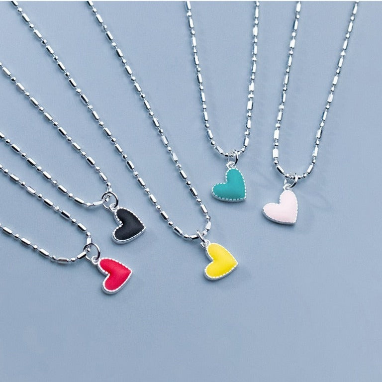 Mini Rainbow Color Heart Necklace