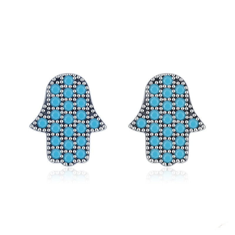 Turquoise Cute Hand Stud Earrings - RawaJewels