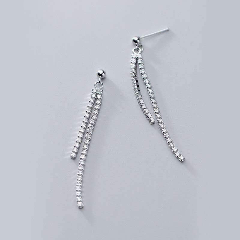 Silver Tassel Dangle Earrings