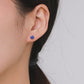 Round Blue Opal Stud Earrings