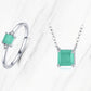 The Green Square Ring & Necklace Jewelry Set - RawaJewels