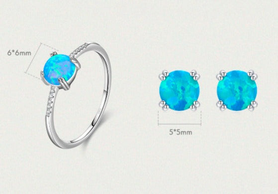 Blue Moon Ring & Earrings Jewelry Set - RawaJewels