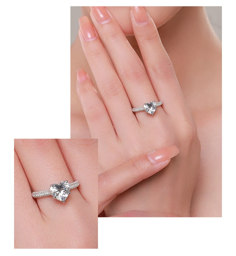 Romantic Heart Ring & Earrings Jewelry Set - RawaJewels
