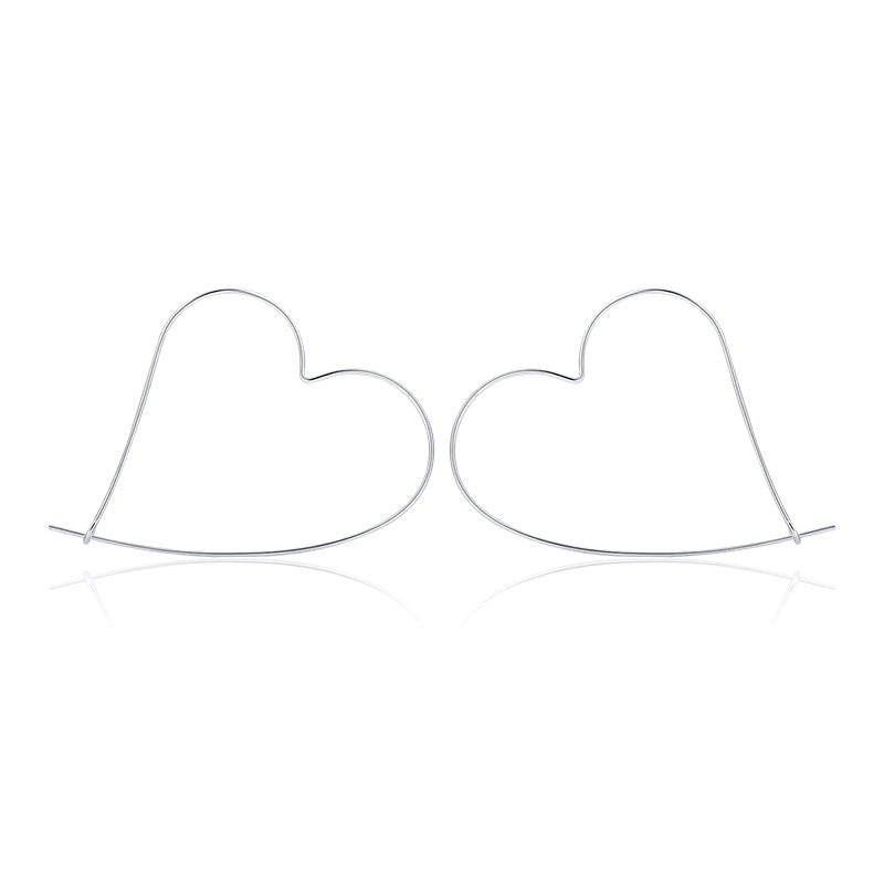 Line Hearts Big Hoop Earrings - RawaJewels