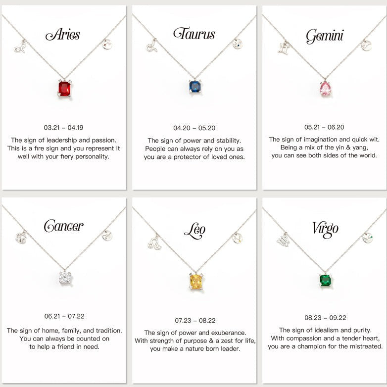 Twelve Constellation Necklaces with Stones